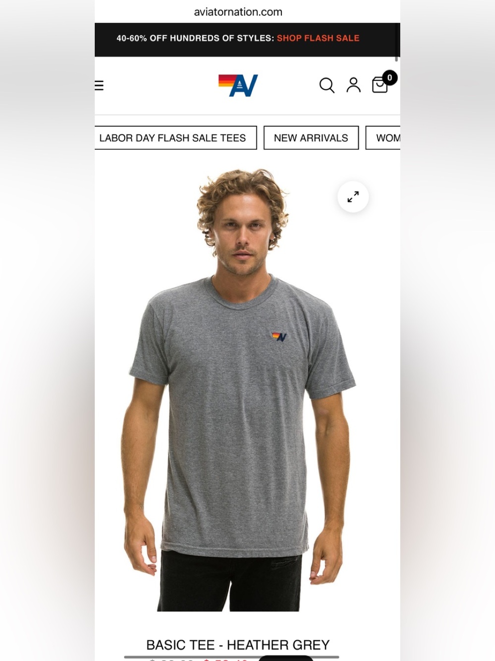 Aviator Nation Men’s Basic Tee Heather Grey size L